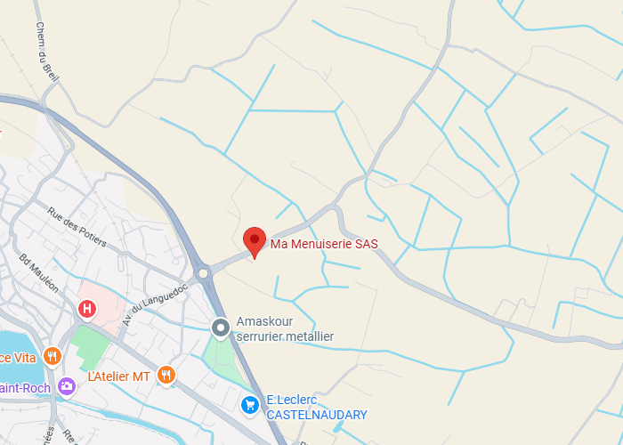 Ma Menuiserie SAS Castelnaudary : Localisation et Plan Localisation de Ma Menuiserie SAS à Castelnaudary, près de l'avenue du Languedoc et d'E.Leclerc.